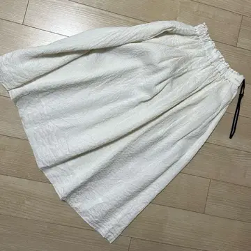 힘카시 현 사리게나쿠 워셔블 오간자 실크 린넨 스커트 오프 화이트
