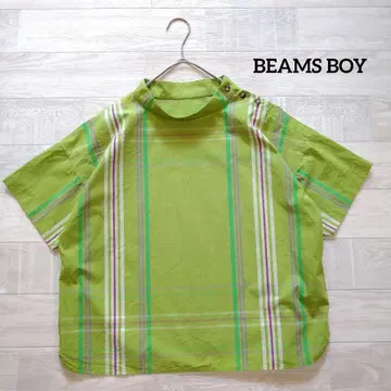 BEAMS BOY 빔즈 보이 빅 타탄 숏 슬리브 블라우스
