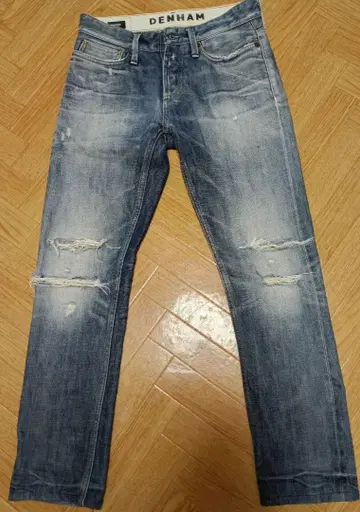 DENHAM 데미지 가공 블루 데님