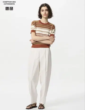 유니클로 린넨 블렌드 배럴 레그 팬츠 XL