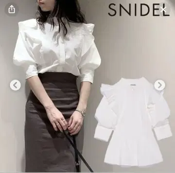 snidel Sustainable 프릴 스탠드 카라 블라우스