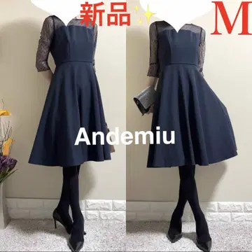 새상품! 안데뮤 Andemiu 도트 튤 원피스 드레스 다크 네이비 M