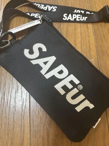 SAPEuR 사풀 블랙 사코슈 투명 포켓 부착 숄더백
