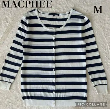 MACPHEE 맥피 스트라이프 보더 가디건 M 코튼