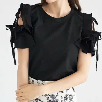 tocco closet 리본 쉬폰 프릴 슬리브 상의