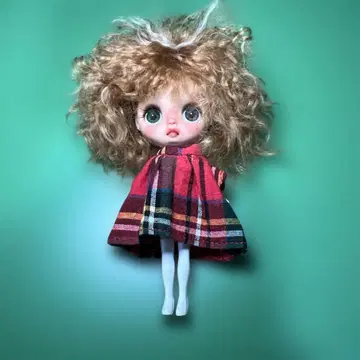 미니 브라이스 인형 본체 체크 무늬 드레스