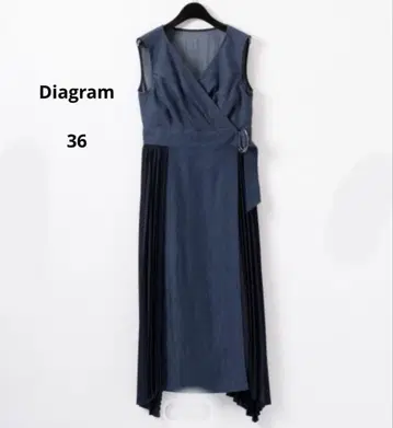 GRACE CONTINENTAL Diagram 데님 사이드 플리츠 원피스