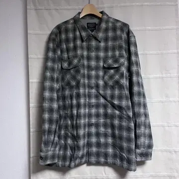 펜들턴 옴브레 체크 보드 셔츠 울 그레이 블랙 XXL
