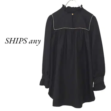 SHIPS any 프릴 스탠드 튜닉 블라우스 블랙 쉽스 에니