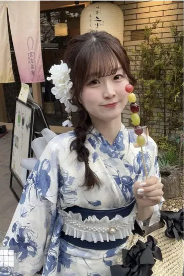 유카타 파랑 (오비 및 유카타)