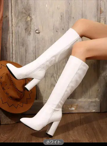 스틸레토 롱 부츠 화이트 LL 사이즈(25.5cm)