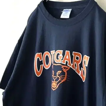 포트&컴퍼니 COUGARS 티셔츠 L 네이비 컬러 구제 의류