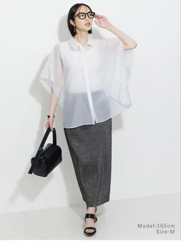 PLST 2025SS 라메 저지 내로우 스커트