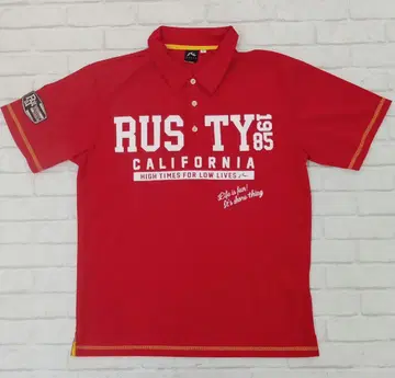 G325 RUSTY 라스티 반팔 피케 셔츠 자수 빅 로고 빨간색 L