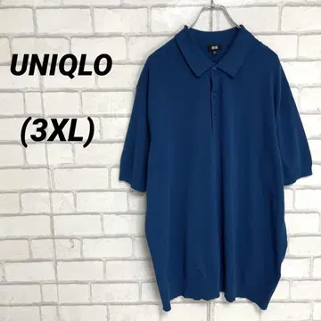 유니클로 워셔블 니트 피케 셔츠 3XL 빅 사이즈 파랑