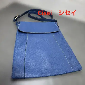 새상품급 Cisei 숄더백 가죽 블루 G 금장 장식