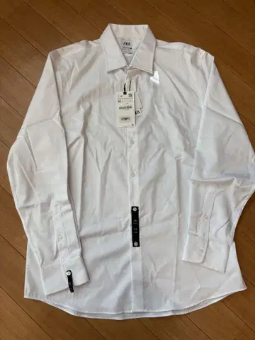 ZARA 다리미 필요 없는 셔츠 와이셔츠 드레스 셔츠 화이트 화이트 XL