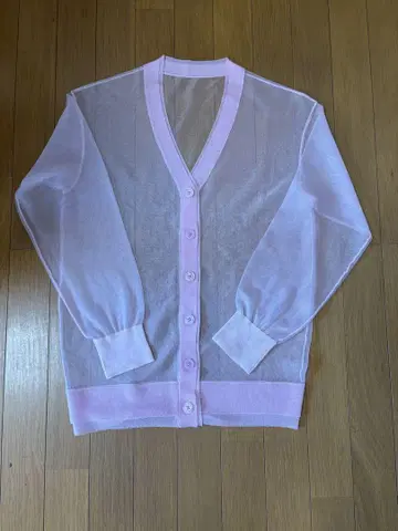 샘플 1점만 비침이 있는 핑크 가디건