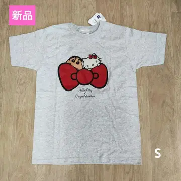 새상품 헬로키티 크레용 신짱 콜라보 티셔츠 S 레어!