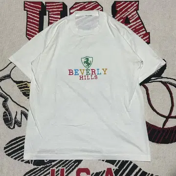 자수 티셔츠 90년대 티셔츠 BEVERLY HILLS 로스앤젤레스