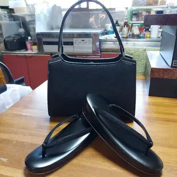 블랙 기모노 가방과 조리 세트 인덴형