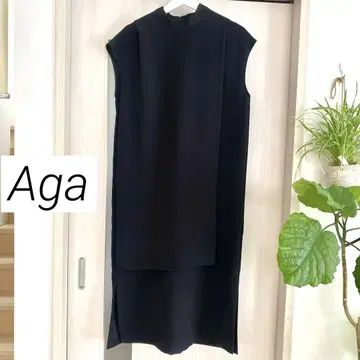 새상품급 aga 보틀넥 원피스 사이드 슬릿 프렌치 슬리브 9호