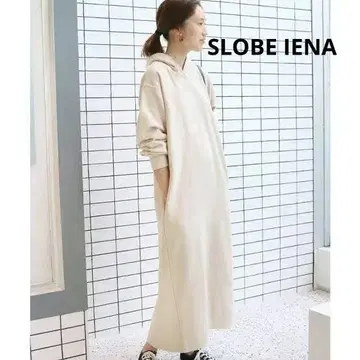 슬로브 이에나 속기모 후드티 원피스 화이트 베이지