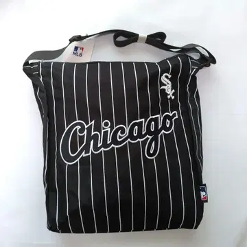 화이트 양말 MLB 로고 자수 스트라이프 숄더백