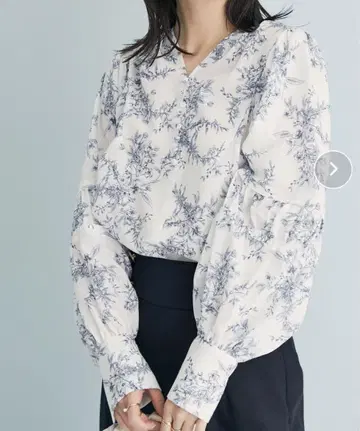 ViS 무지/패턴 디자인 슬리브 블라우스 색스