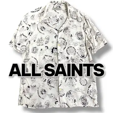 ALL SAINTS 올 패턴 레이온 100% 반팔 셔츠 화이트 S