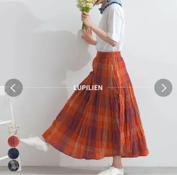 lupilien 루피리안 믹스 체크 드로스트 셔링 스커트
