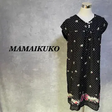 MAMAIKUKO 미디 원피스 도트 자수 블랙 M~L 4208