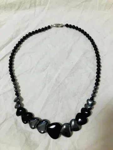 오닉스, 헤마타이트 하트 목걸이 실버 각인