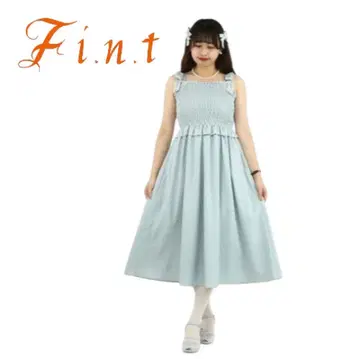 F.i.n.t 로고 리본 셔링 원피스 미사용 새상품 택 포함 핑트