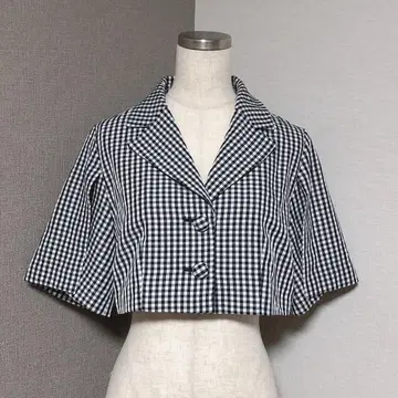 다즐린 체크 숏 셔츠 자켓 슬릿 슬리브