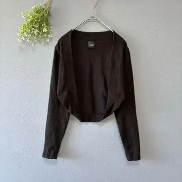 쉘 레이 [M] 깔끔한 버튼리스 숏 기장 긴팔 가디건 숏 기장 볼레로