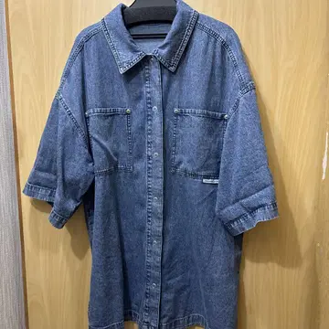 BIG 데님 5부 소매 셔츠 튜닉