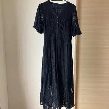 네이비 레이스 원피스 반팔