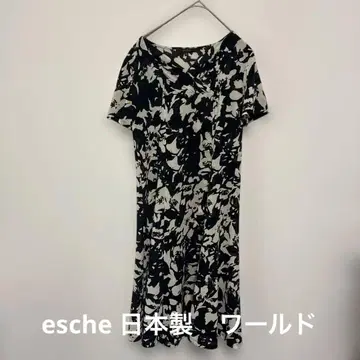 esche 일본제 월드 L 사이즈 꽃무늬 무릎 기장 원피스 40