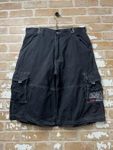 90s HOBO 카고 팬츠 하프 팬츠 무릎 아래 힙합 블랙 y2k