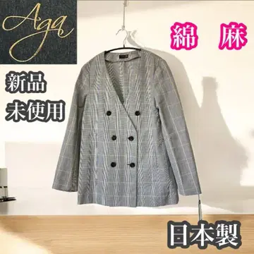 Aga 아가 스콧 클럽 미사용 새상품 코튼 린넨 노카라 자켓