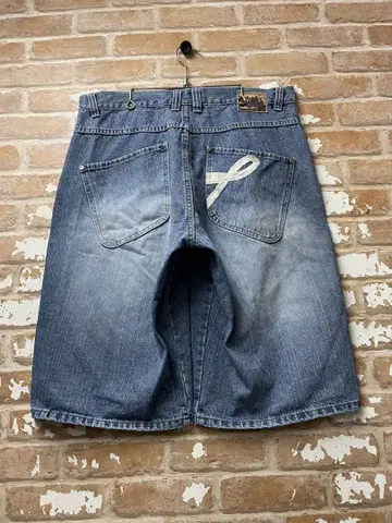 00s Pellepelle 페레페레 데님 하프 데님 배기 자수 구제 의류