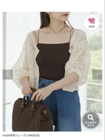 Kastane 시어 레이스 5부 소매 가디건