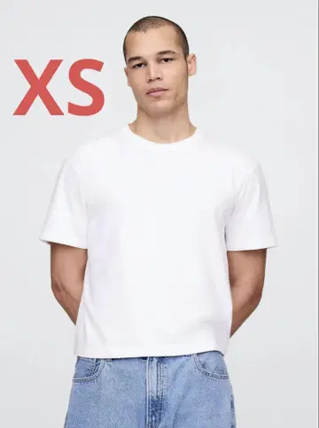 GAP 헤비 웨이트 크롭 티셔츠 짧은 길이 화이트 XS