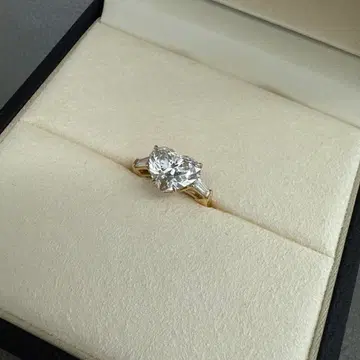 하트 모양 다이아몬드 골드 링 라보 그로운 K18