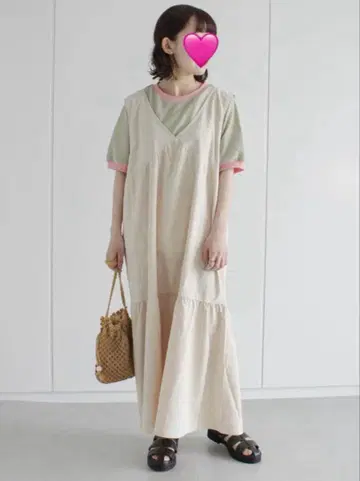 원피스 원피스 베이지 아이보리 리본 A 라인 플레어 귀여운 여자