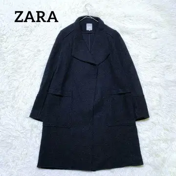 자라] ZARA 버튼리스 롱 코트 (M) 오버코트 심플 블랙