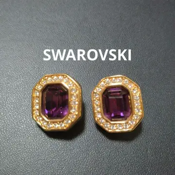 SWAROVSKI 스와로브스키 퍼플 크리스탈 귀찌 빈티지