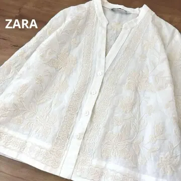 ZARA 린넨 블렌드 자수 셔츠 자켓, 자수, 린넨