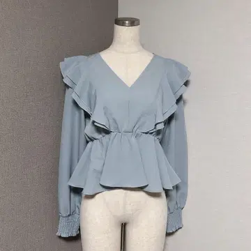 세실 맥비 프릴 페플럼 블라우스 짙은 블루